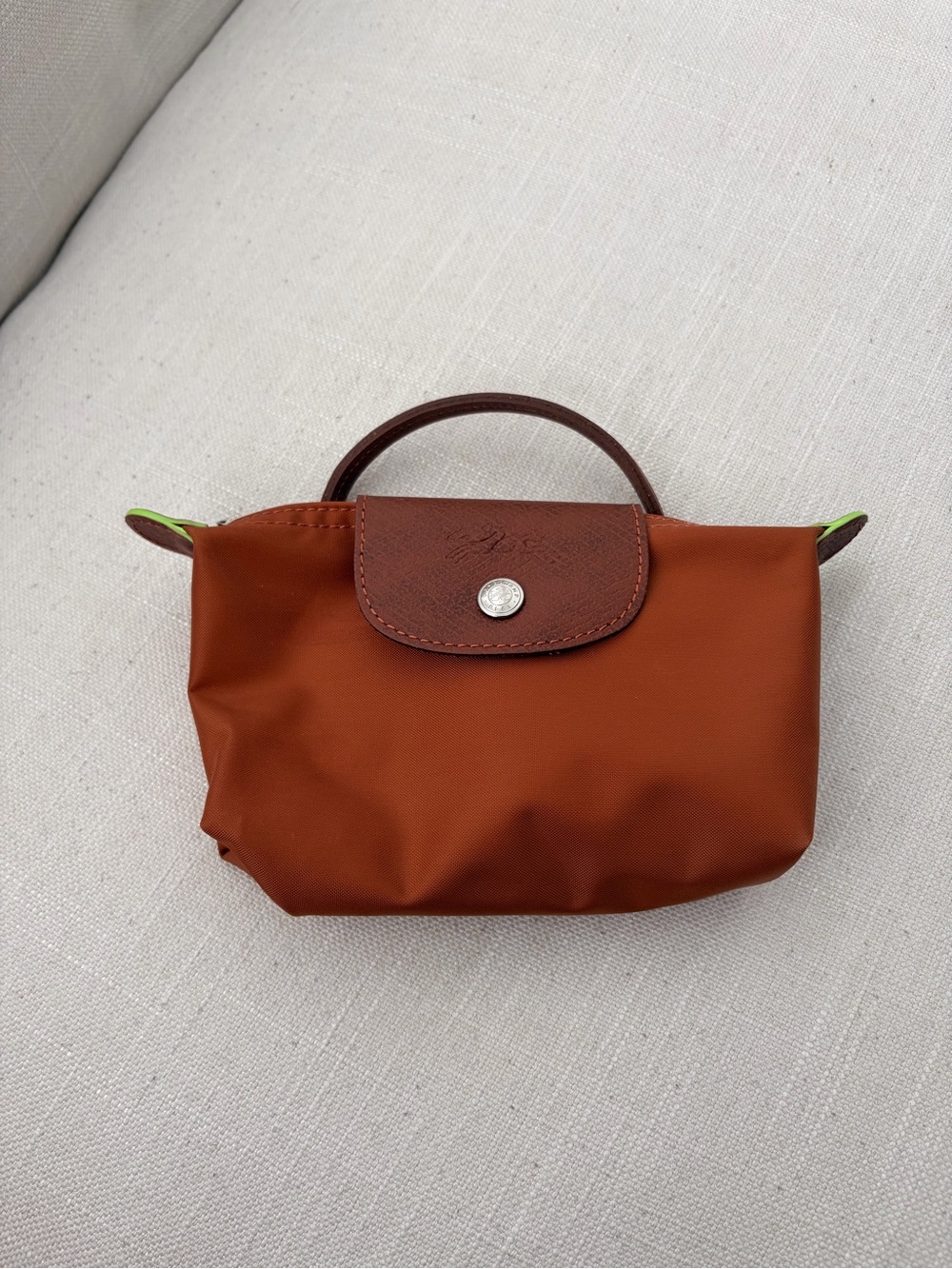 Longchamp Le Pliage Green Pouch with Handle